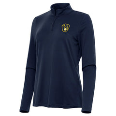 Milwaukee Brewers Antigua Women's Reprocess Quarter-Zip Top - Navy for sale