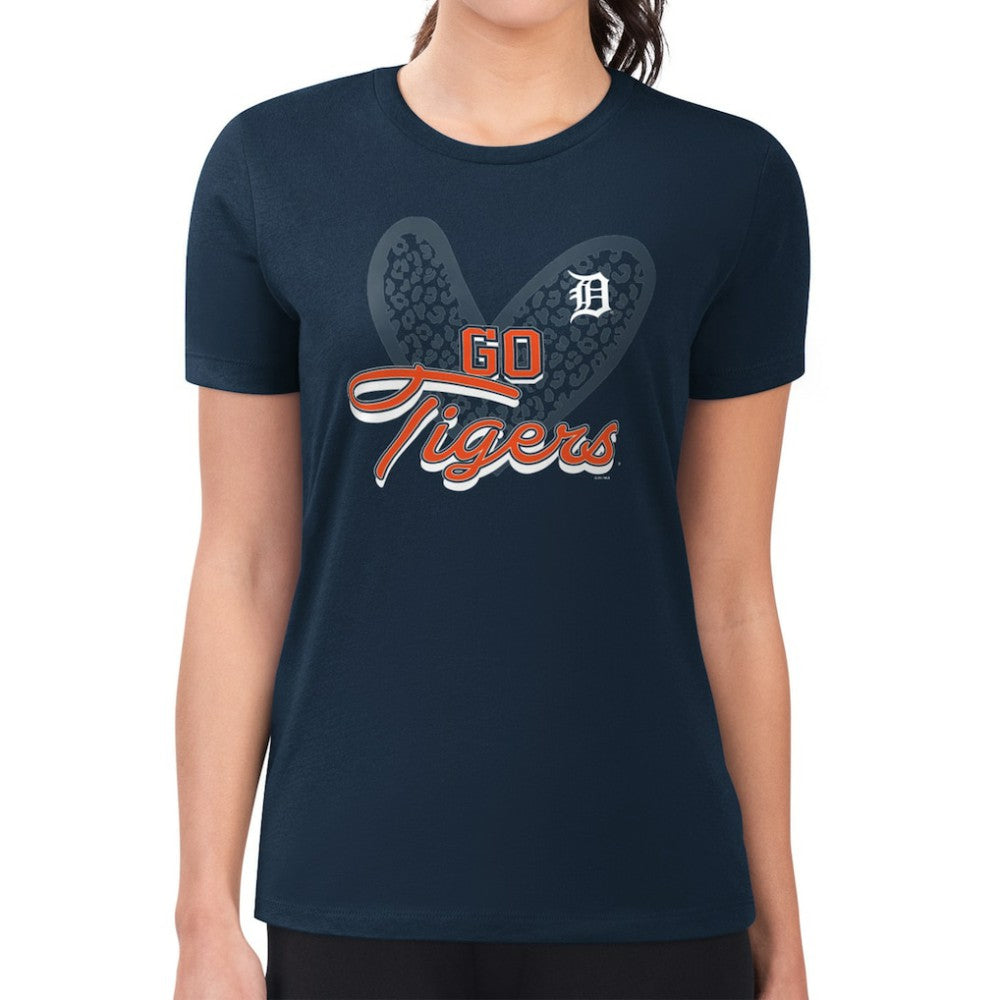 Detroit Tigers G-III 4Her by Carl Banks Women's Super-Slim Fit Lightweight Leopard Heart T-Shirt Discount