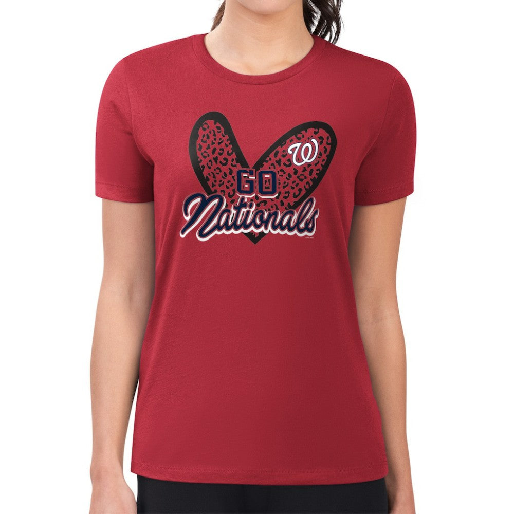 Washington Nationals G-III 4Her by Carl Banks Women's Super-Slim Fit Lightweight Leopard Heart T-Shirt Near Me