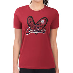 St. Louis Cardinals G-III 4Her by Carl Banks Women's Super-Slim Fit Lightweight Leopard Heart T-Shirt Sale