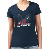 Atlanta Braves G-III 4Her by Carl Banks Women's Super-Slim Fit Lightweight Leopard Heart V-Neck T-Shirt Sale