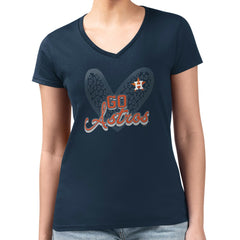 Houston Astros G-III 4Her by Carl Banks Women's Super-Slim Fit Lightweight Leopard Heart V-Neck T-Shirt Discount
