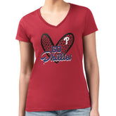 Philadelphia Phillies G-III 4Her by Carl Banks Women's Super-Slim Fit Lightweight Leopard Heart V-Neck T-Shirt Online