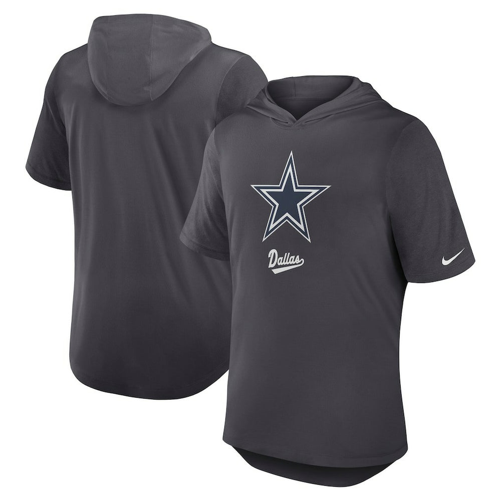 Dallas Cowboys Tri-Blend Performance Hoodie T-Shirt - Anthracite - Nike