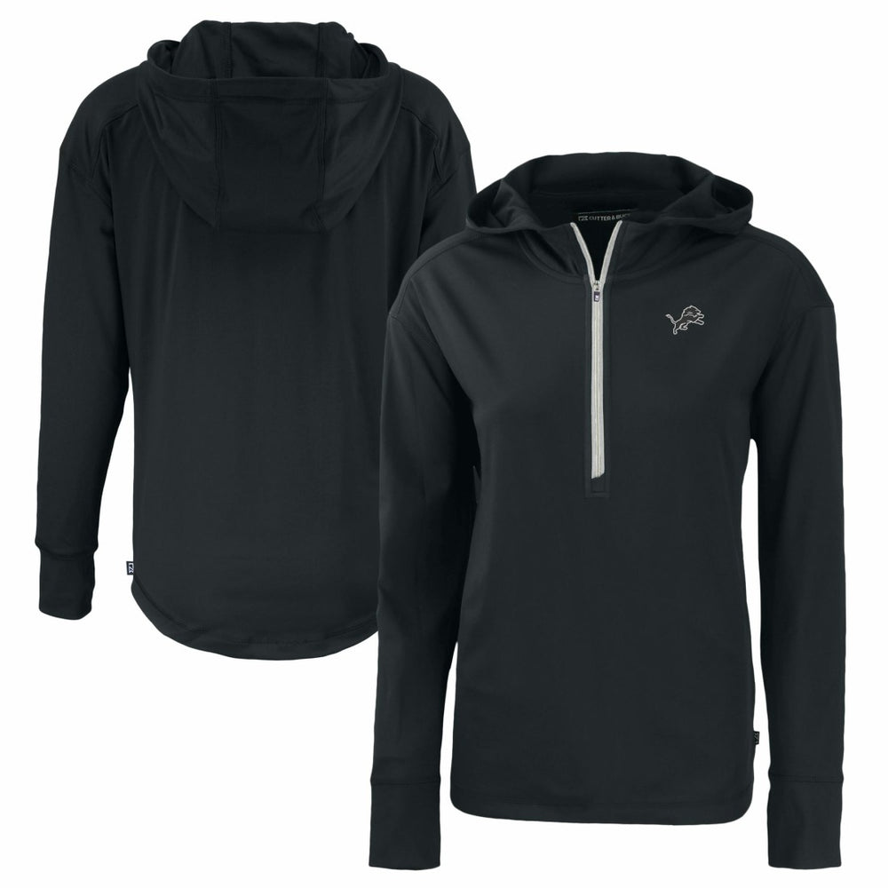 Detroit Lions Cutter & Buck Women's Daybreak Eco Recycled Half-Zip Hoodie - Black - NFL