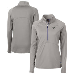 Detroit Lions Cutter & Buck Women's Adapt Eco Knit Stretch Recycled Half-Zip Pullover Top - Gray - NFL