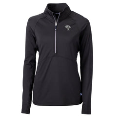Jacksonville Jaguars Cutter & Buck Women's Adapt Eco Knit Stretch Recycled Half-Zip Pullover Top - Black - NFL