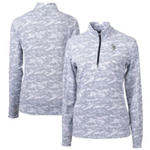 Minnesota Vikings Cutter & Buck Women's Traverse Camo Print Stretch Tri-Blend Quarter-Zip Top - Gray - NFL