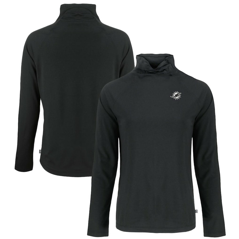 Miami Dolphins Cutter & Buck Women's Coastline Epic Comfort Eco Recycled Funnel Neck Pullover Sweatshirt - Black - NFL
