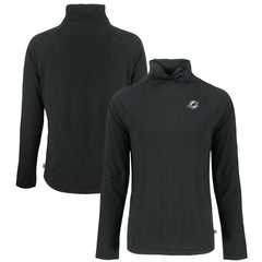 Miami Dolphins Cutter & Buck Women's Coastline Epic Comfort Eco Recycled Funnel Neck Pullover Sweatshirt - Black - NFL