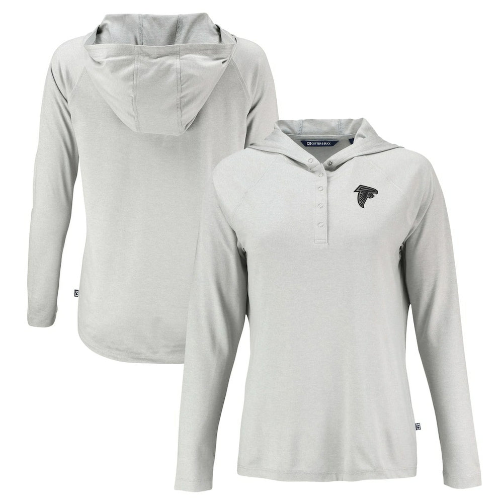 Atlanta Falcons Cutter & Buck Women's Coastline Epic Comfort Eco Recycled Long Sleeve Hoodie T-Shirt - Gray - NFL