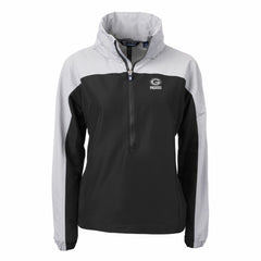 Green Bay Packers Cutter & Buck Women's Charter Eco Recycled Half-Zip Hoodie Anorak Jacket - Black/Gray - NFL