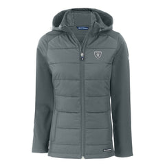 Las Vegas Raiders Cutter & Buck Women's Evoke Hybrid Eco Softshell Recycled Full-Zip Hoodie Jacket - Dark Gray - NFL
