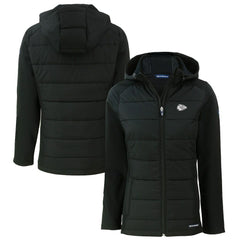 Kansas City Chiefs Cutter & Buck Women's Evoke Hybrid Eco Softshell Recycled Full-Zip Hoodie Jacket - Black - NFL
