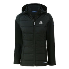 Green Bay Packers Cutter & Buck Women's Evoke Hybrid Eco Softshell Recycled Full-Zip Hoodie Jacket - Black - NFL