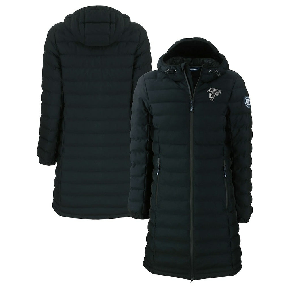 Atlanta Falcons Cutter & Buck Women's Mission Ridge Repreve Eco Insulated Full-Zip Hoodie Long Puffer Jacket - Black - NFL