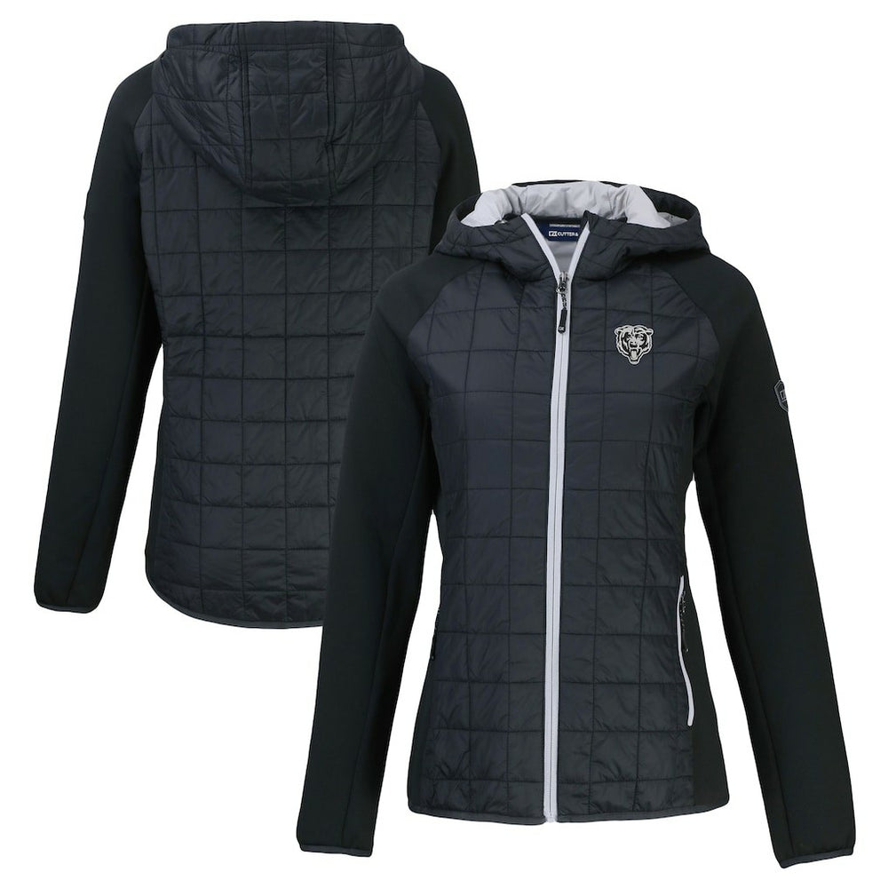 Chicago Bears Cutter & Buck Women's Rainier PrimaLoft Eco Hybrid Full-Zip Hoodie Jacket - Black - NFL