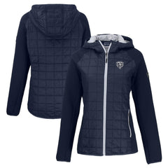 Chicago Bears Cutter & Buck Women's Rainier PrimaLoft Eco Hybrid Full-Zip Hoodie Jacket - Navy - NFL