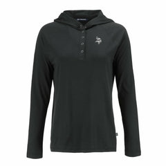 Minnesota Vikings Cutter & Buck Women's Coastline Epic Comfort Eco Recycled Long Sleeve Hoodie T-Shirt - Black - NFL
