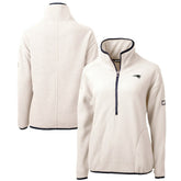 New England Patriots Cutter & Buck Women's Cascade Eco Sherpa Fleece Half-Zip Jacket - Oatmeal - NFL
