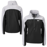 San Francisco 49ers Cutter & Buck Women's Charter Eco Recycled Half-Zip Hoodie Anorak Jacket - Black/Gray - NFL