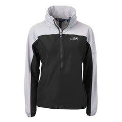 Seattle Seahawks Cutter & Buck Women's Charter Eco Recycled Half-Zip Hoodie Anorak Jacket - Black/Gray - NFL
