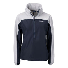 Seattle Seahawks Cutter & Buck Women's Charter Eco Recycled Half-Zip Hoodie Anorak Jacket - College Navy - NFL