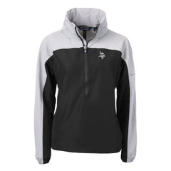 Minnesota Vikings Cutter & Buck Women's Charter Eco Recycled Half-Zip Hoodie Anorak Jacket - Black/Gray - NFL