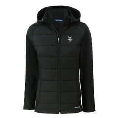 Minnesota Vikings Cutter & Buck Women's Evoke Hybrid Eco Softshell Recycled Full-Zip Hoodie Jacket - Black - NFL