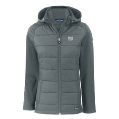 New York Giants Cutter & Buck Women's Evoke Hybrid Eco Softshell Recycled Full-Zip Hoodie Jacket - Gray - NFL
