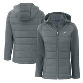 Philadelphia Eagles Cutter & Buck Women's Evoke Hybrid Eco Softshell Recycled Full-Zip Hoodie Jacket - Dark Gray - NFL