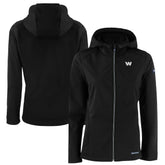 Washington Commanders Cutter & Buck Women's Evoke Eco Softshell Recycled Full-Zip Hoodie Jacket - Black - NFL