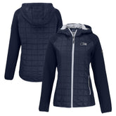 Seattle Seahawks Cutter & Buck Women's Rainier PrimaLoft Eco Hybrid Full-Zip Hoodie Jacket - College Navy - NFL