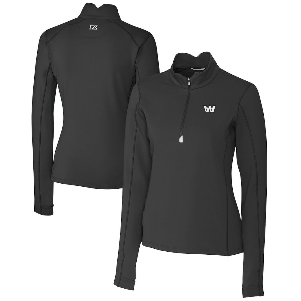 Washington Commanders Cutter & Buck Women's Traverse Stretch DryTec Quarter-Zip Top - Black - NFL