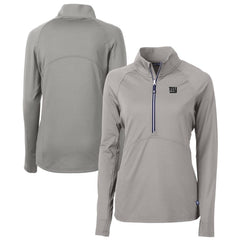 New York Giants Cutter & Buck Women's Adapt Eco Knit Stretch Recycled Raglan Half-Zip Top - Gray - NFL