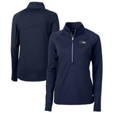 Seattle Seahawks Cutter & Buck Women's Adapt Eco Knit Stretch Recycled Raglan Half-Zip Top - College Navy - NFL