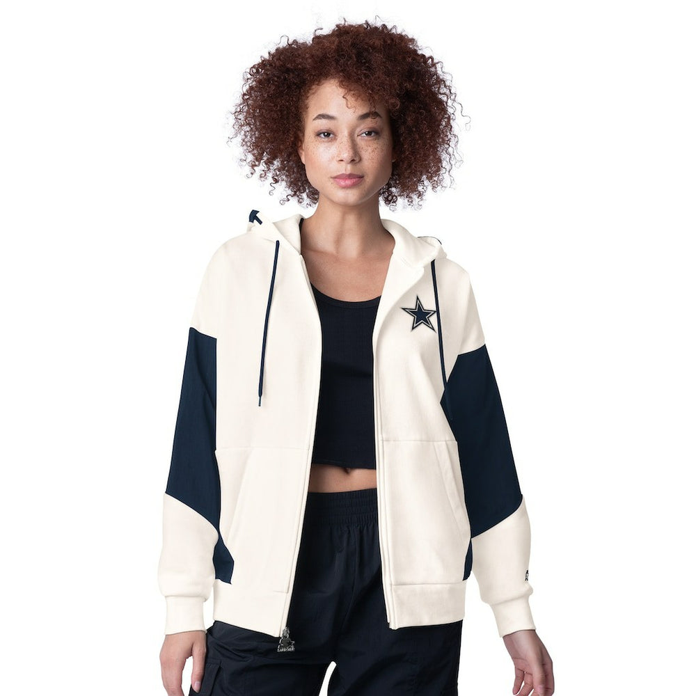 Dallas Cowboys Starter Women's Scrimmage Full-Zip Hoodie - White - NFL