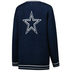 Dallas Cowboys Starter Women's Oversized On the Ball Intarsia Knit Pullover Sweater - Navy - NFL