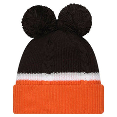 Cincinnati Bengals New Era Women's Double Bubble Cuffed Knit Hat with Poms - Black - NFL