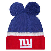 New York Giants New Era Women's Double Bubble Cuffed Knit Hat with Poms - Royal - NFL