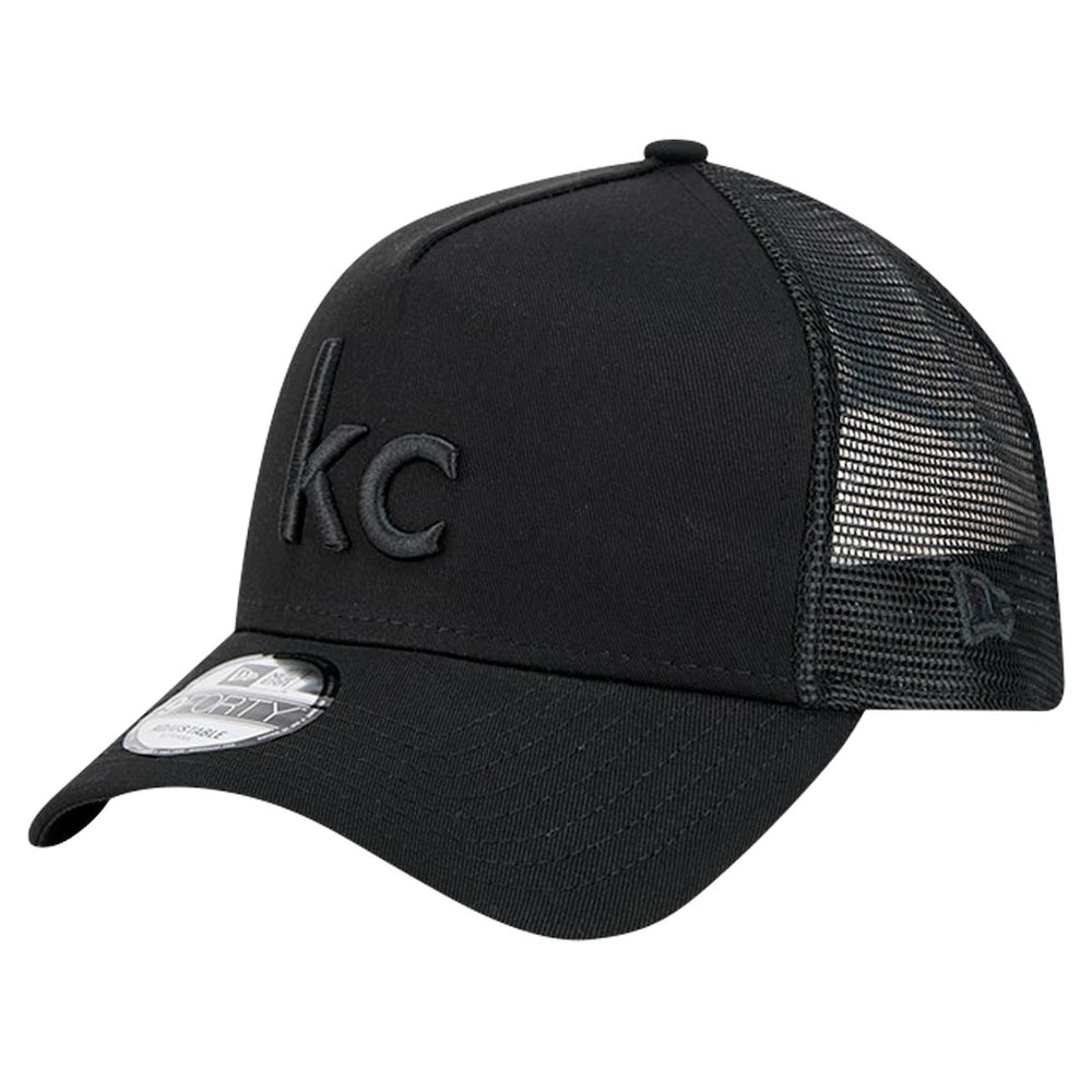 Kansas City Chiefs New Era Domain 9FORTY A-Frame Trucker Adjustable Hat - Black - NFL