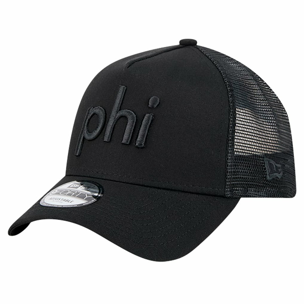 Philadelphia Eagles New Era Domain 9FORTY A-Frame Trucker Adjustable Hat - Black - NFL