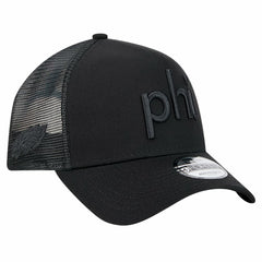 Philadelphia Eagles New Era Domain 9FORTY A-Frame Trucker Adjustable Hat - Black - NFL