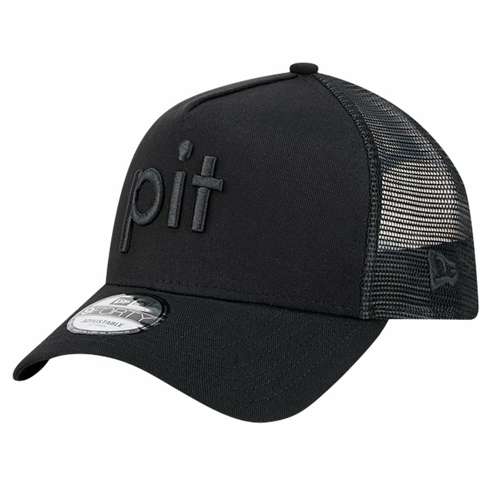 Pittsburgh Steelers New Era Domain 9FORTY A-Frame Trucker Adjustable Hat - Black - NFL