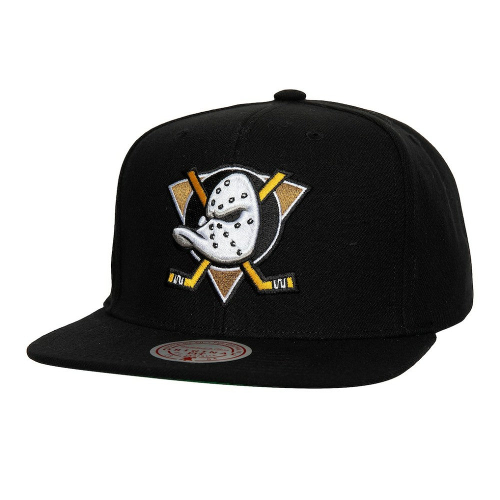 Anaheim Ducks Mitchell & Ness Core Top Spot Snapback Hat - Black | NHL on sale