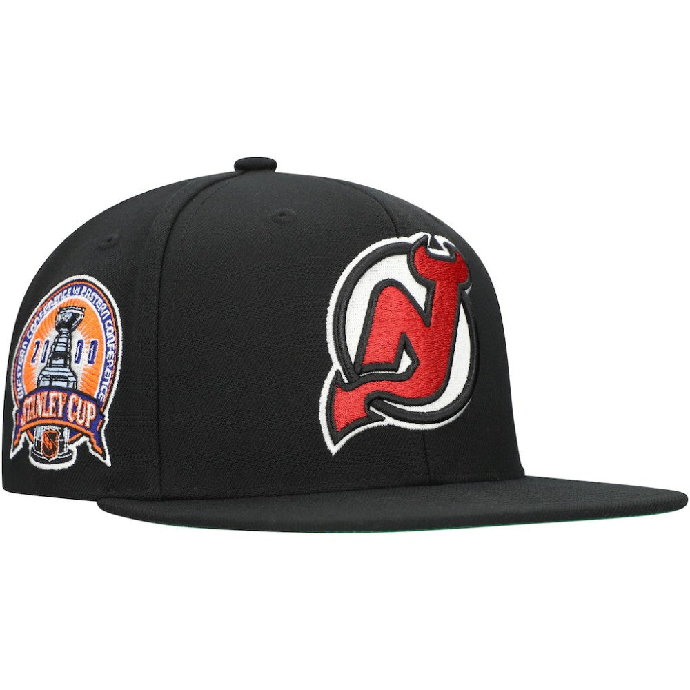 New Jersey Devils Mitchell & Ness Core Top Spot Snapback Hat - Black | NHL sale