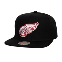 Detroit Red Wings Mitchell & Ness Core Top Spot Snapback Hat - Black | NHL Clearance