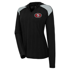 San Francisco 49ers Antigua Women's Opulent Long Sleeve Hoodie T-Shirt - Black - NFL