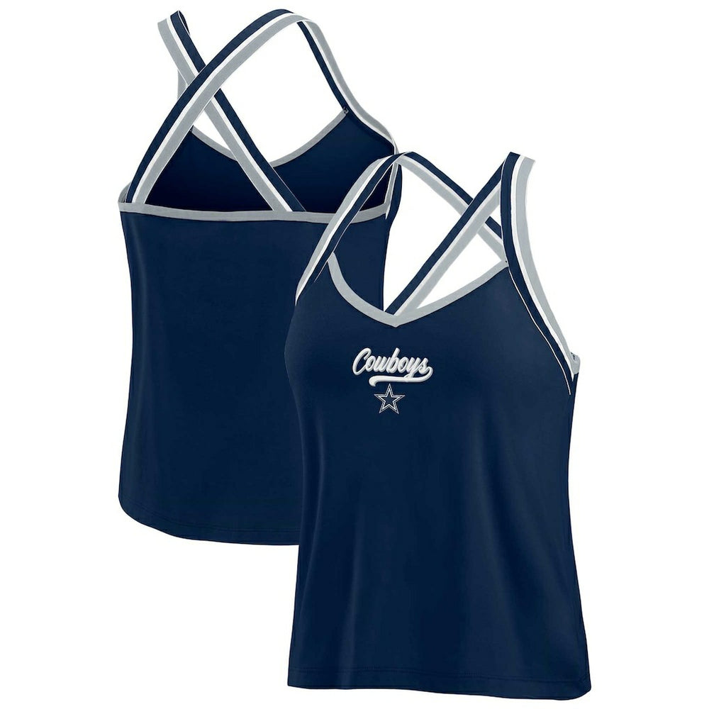 Dallas Cowboys WEAR by Erin Andrews Women's Cross Strap Tri-Blend Tank Top - Navy - NFL