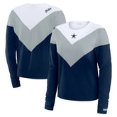 Dallas Cowboys WEAR by Erin Andrews Women's Plus Size Chevron Tri-Blend Long Sleeve T-Shirt - Navy - NFL